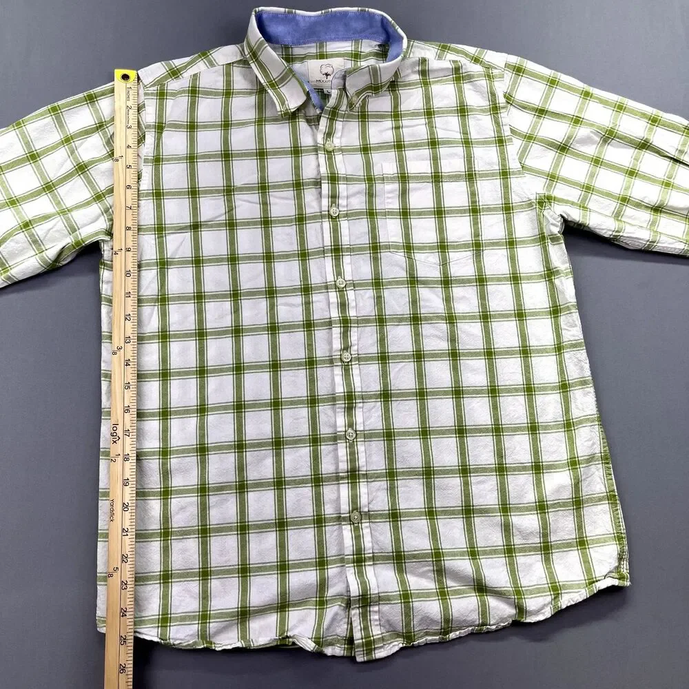 Mocotono Men's Long Sleeve‎ Green Plaid Button Up Size L Casual
